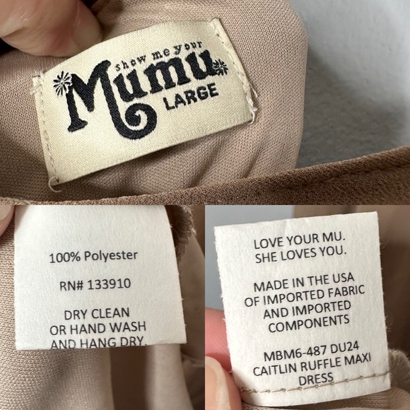 Show Me Your Mumu Caitlin Ruffle Maxi Dress Dune NEW - Picture 9 of 9